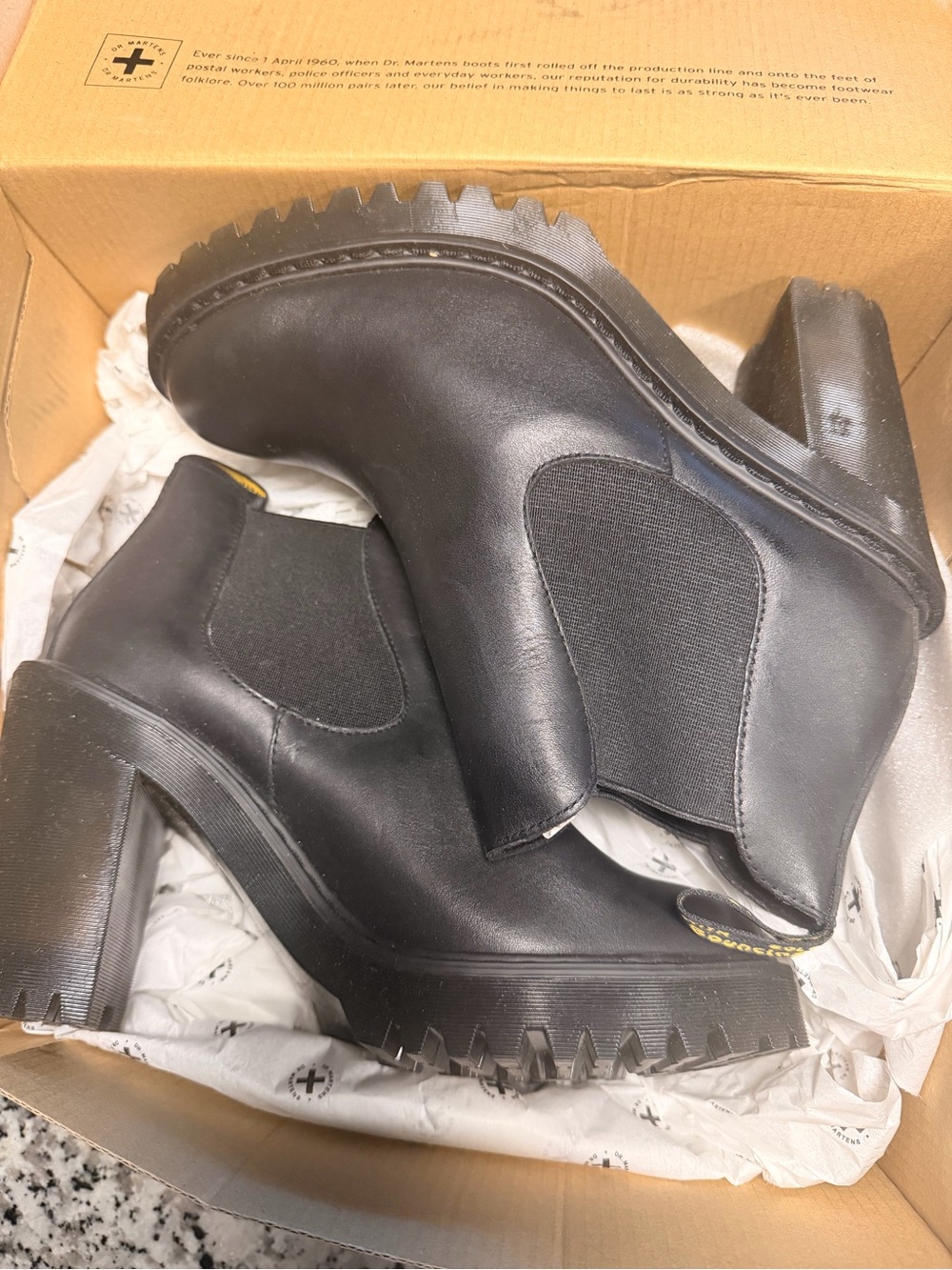 Black Chelsea Heeled Dr. Martens Platform Ankle Boots - Women